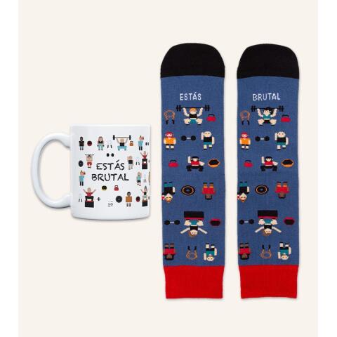 Kit Taza + Calcetines "Estás brutal" talla 42-46