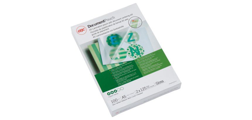 Paquete de 100 fundas de plastificación térmica GBC A5, 2 x 125 micras, brillante