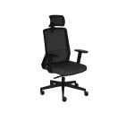 Chaise de bureau ergonomique COCO tissu et maille, accoudoirs 3D, appuie-tête, mécanisme synchrone, pieds noirs