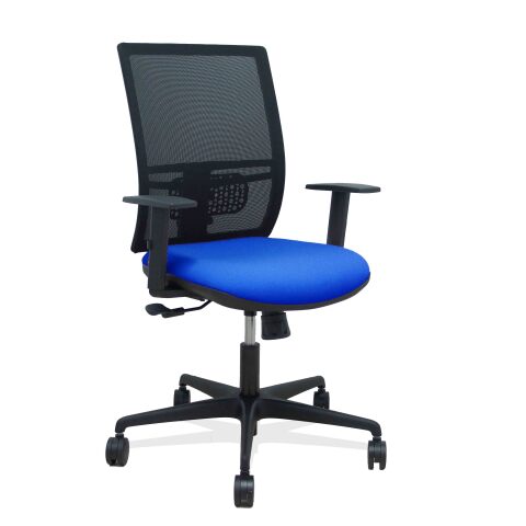 Silla de oficina Yunquera sincronizada malla brazos regulables - Azul