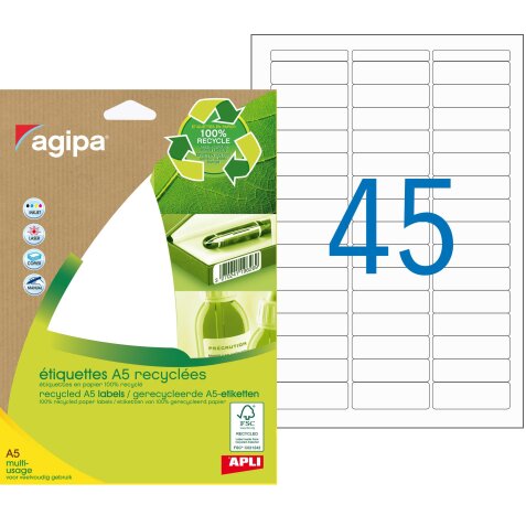 Etiquette adresse multi-usage recyclée 12,8 x  38 mm Agipa - Pochette de 630