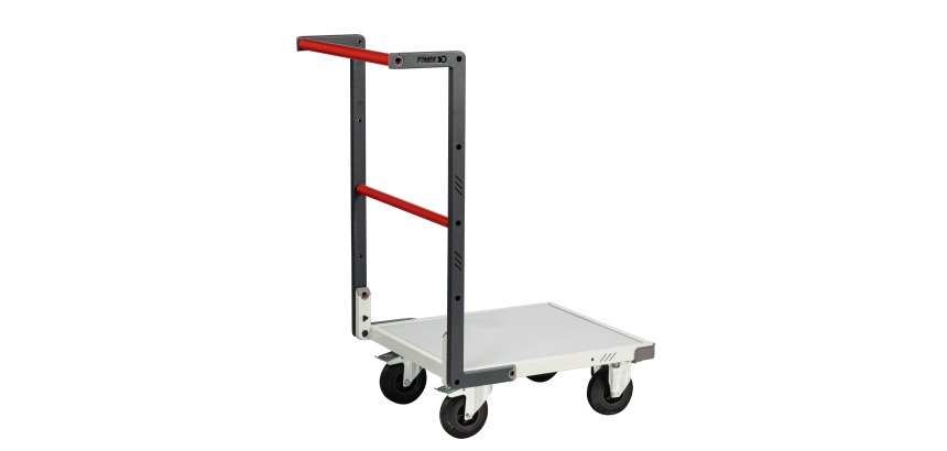 Chariot fixe plateau mélaminé 250 kg 550 x 500 mm roue caoutchouc Flatpack