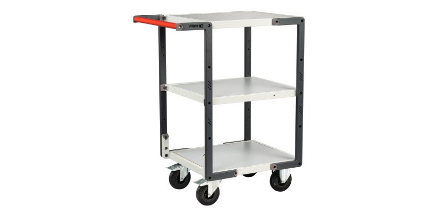 Servante montée 3 plateaux mélaminés 250 kg 550 x 500 mm roue caoutchouc