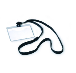 Kit porte-badge avec lacet textile 10 mm - Boîte de 10