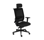 Fauteuil de bureau ergonomique LEVEL, tissu filet, avec accoudoirs 3D et appui-tête, mécanisme synchrone, pieds noirs