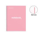 Notebook Emotions, Couverture rigide, A4, quadrillage 5x5 mm, 80 feuilles de 1 couleur, Miquelrius, Rose.
