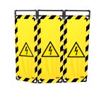 Barrière d'intervention PVC - 3 vantaux 1,80m - Logo DANGER ÉLECTRICITÉ - Noir/Jaune