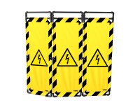 Barrière d'intervention PVC - 3 vantaux 1,80m - Logo DANGER ÉLECTRICITÉ - Noir/Jaune