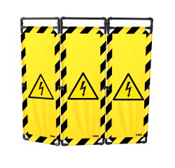 Barrière d'intervention PVC - 3 vantaux 1,80m - Logo DANGER ÉLECTRICITÉ - Noir/Jaune