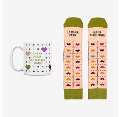 Kit Taza + Calcetines "La mejor prima que se puede tener" Fam Talla 36-41