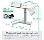 Bureau Leitz électrique assis-debout compact, Leitz Ergo, Blanc