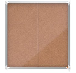 Vitrina de interior Nobo para 12 hojas A4 con superficie de corcho y puerta deslizante