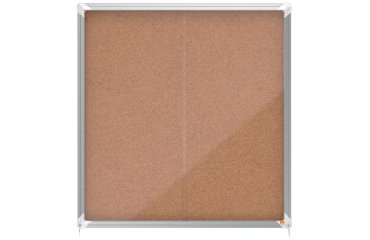 Vitrina de interior Nobo para 12 hojas A4 con superficie de corcho y puerta deslizante