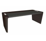 Bureau droit Direction Xennon finition placage bois L 190 cm avec sous-main en cuir