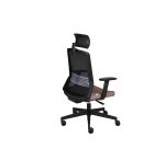 Chaise de bureau ergonomique COCO tissu et maille, accoudoirs 3D, appuie-tête, mécanisme synchrone, pieds noirs