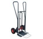 Diable à basculement assisté acier 350 kg bavette mixte poignée fermée roue increvable