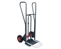 Diable à basculement assisté acier 350 kg bavette mixte poignée fermée roue increvable