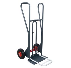 Diable à basculement assisté acier 350 kg bavette mixte poignée fermée roue increvable