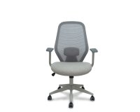 Ergo529 office chair, gray mesh backrest, gray fabric seat, light gray base, nylon casters