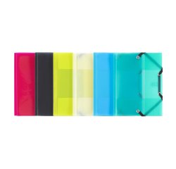 Chemise à élastique 3 rabats plastique Propyglass Viquel - 12 x 16 cm - couleurs translucides assorties