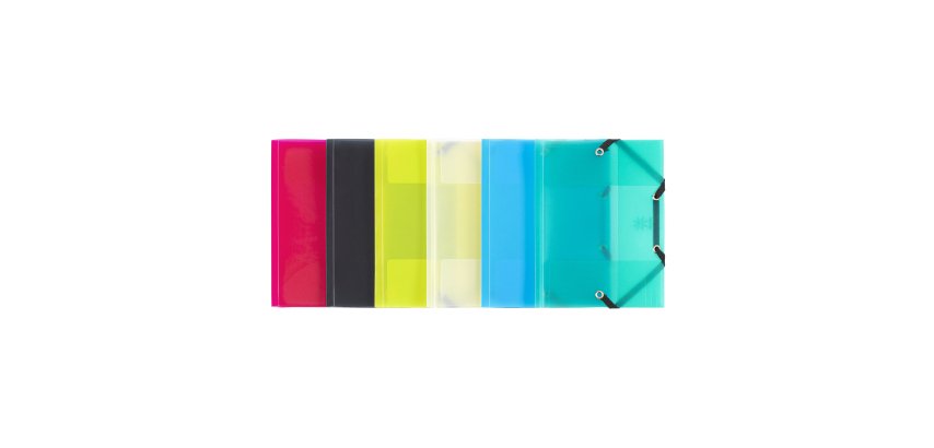 Chemise à élastique 3 rabats plastique Propyglass Viquel - 12 x 16 cm - couleurs translucides assorties