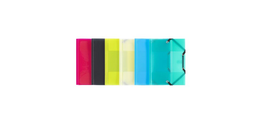 Chemise à élastique 3 rabats plastique Propyglass Viquel - 12 x 16 cm - couleurs translucides assorties