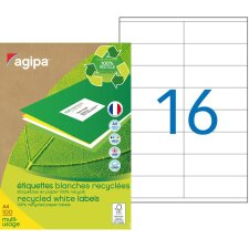 Etiquettes adresses multi-usages recyclées 105 x 35 mm Agipa - Boîte de 1600