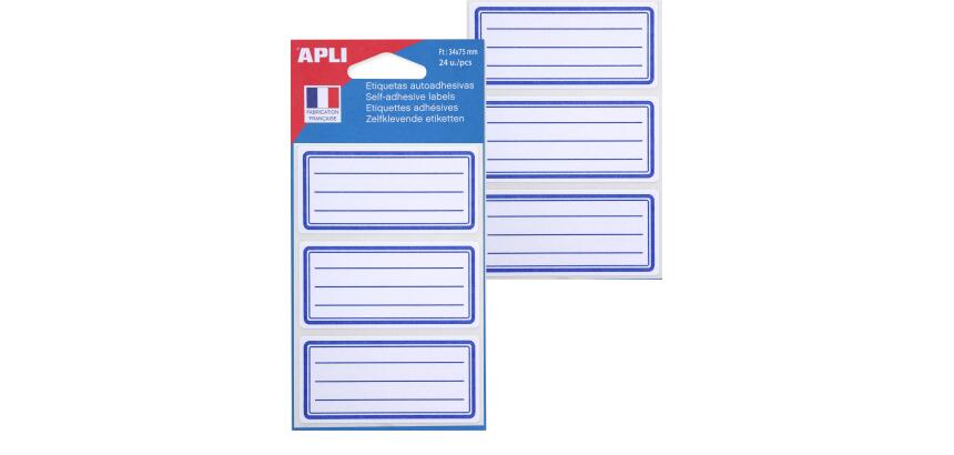 Etiquettes pour livre, blanc/bleu, 34 x 75 mm lignées