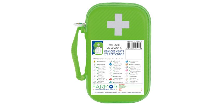 Trousse de secours Espaces verts 2/4 personnes en PU vert