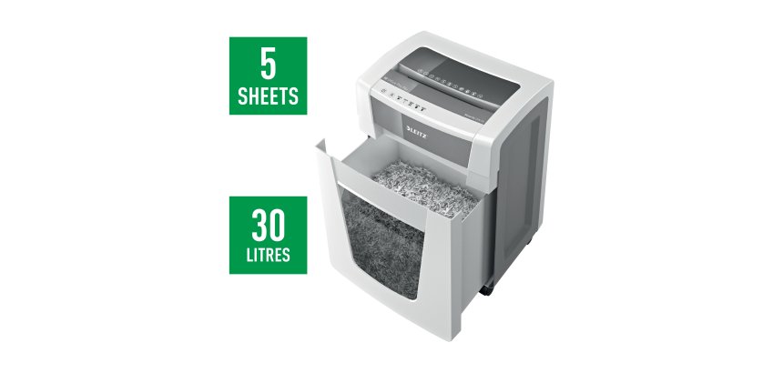 Destructora Leitz IQ Office Pro P6+, blanco/plata
