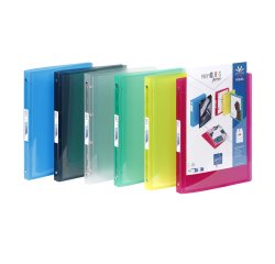 Classeur 4 anneaux plastifié Viquel Propyglass A4 - Dos 2,5 cm couleurs assorties