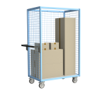 Servante grillagée 3 côtés plateau bois 250 kg 1000 x 600 mm roue TPE