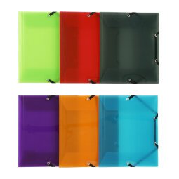 Chemise à élastique 3 rabats plastique Propyglass Viquel 17 x 22 cm - couleurs assorties