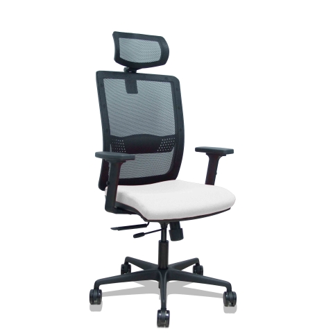 Silla de oficina Haches con reposabrazos 2D y cabecera - Blanco