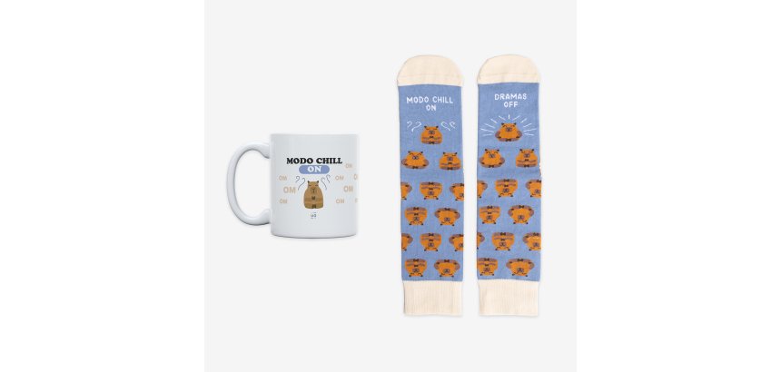 Kit Taza + Calcetines "Modo chill on, drama off" Talla 42-46