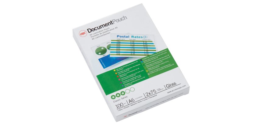 Paquete de 100 fundas de plastificación térmica GBC A6, 2 x 75 micras, brillante
