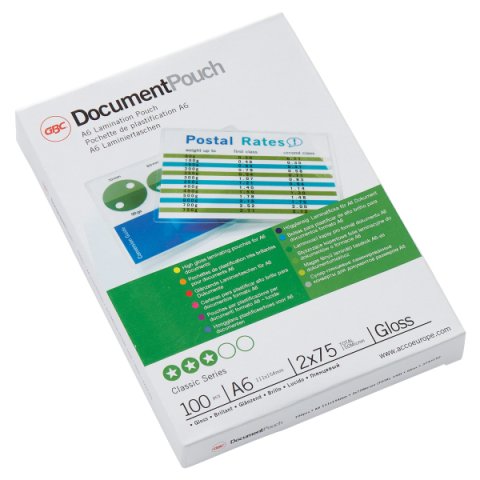 Paquete de 100 fundas de plastificación térmica GBC A6, 2 x 75 micras, brillante