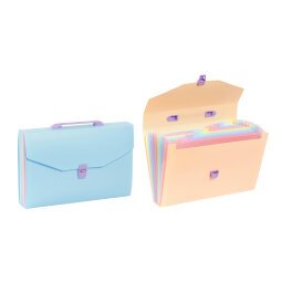 Trieur Valisette 12 compartiments A4 - Rainbow Pastel - Viquel - 38 x 25,5 x 6 cm