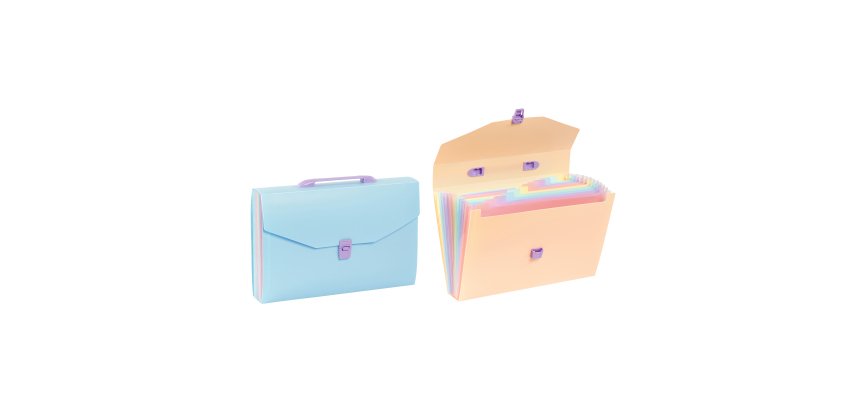 Trieur Valisette 12 compartiments A4 - Rainbow Pastel - Viquel - 38 x 25,5 x 6 cm