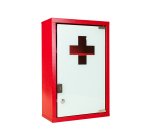 Armoire à pharmacie 1 porte,   Métal laqué / Rouge, 300 x 460 x 140 mm