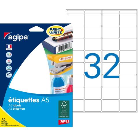Étiquettes adresses 24 x 33,5 mm Agipa 114012 - Boîte de 512