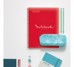 Notebook Emotions, Couverture souple, A4, quadrillage 5x5 mm, 80 feuilles de 1 couleur, Miquelrius, Rouge.
