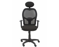 Silla de oficina Alocén malla con brazos regulables y cabecero - Asiento Negro