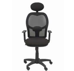 Silla de oficina Alocén malla con brazos regulables y cabecero - Asiento Negro