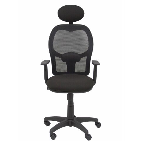 Silla de oficina Alocén malla con brazos regulables y cabecero - Asiento Negro