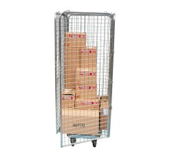 Roll acier zingué 4 ridelles avec porte verrouillable 400 kg 660 x 760 mm