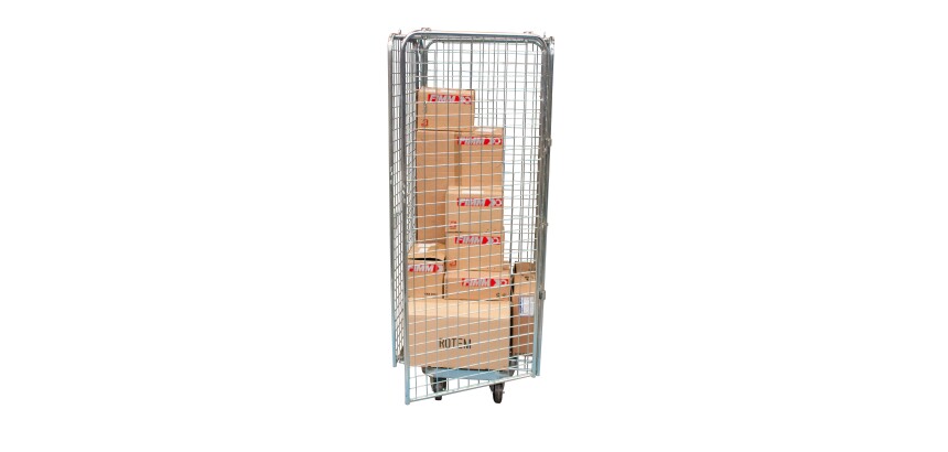 Roll acier zingué 4 ridelles avec porte verrouillable 400 kg 660 x 760 mm