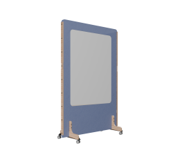 Cloison acoustique Enzo PET 24 mm avec tableau d'écriture émaillé blanc  - sur roulettes  L 120 x H 170 cm
