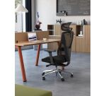 Fauteuil de bureau ergonomique FUTURA 4S PLUS tissu et maille, avec accoudoirs 4D et appui-tête, mécanisme synchrone, pieds noirs