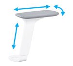 Chaise de bureau ergonomique Marti, tissu et maille, mécanisme synchrone + réglage profondeur d'assise, appui-tête, accoudoirs 3D , piètement roulettes blanc